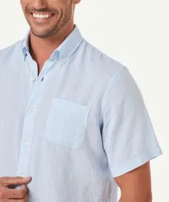 Gazman Linen Plain Short Sleeve Shirt - Sky Blue -Cheap Accessories Store 4 80c81de3 f49f 4822 acd4 fbf8417126ce