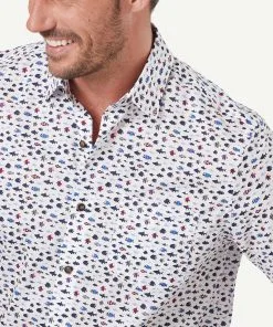 Gazman Fish Print Short Sleeve Shirt - White -Cheap Accessories Store 4 904998af 9bf9 4848 96eb 75aeb87ee27e