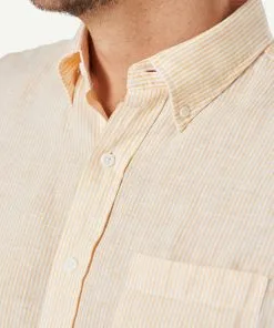 Gazman Linen Stripe Short Sleeve Shirt - Yellow -Cheap Accessories Store 4 96590400 6397 4173 a907 bdf30acdfc44