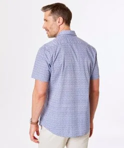 Gazman Tailored Fit Floral Print Short Sleeve Shirt - Navy -Cheap Accessories Store 4 96e7ed96 27ea 4a5c 8e19 f0c1e9758d2a
