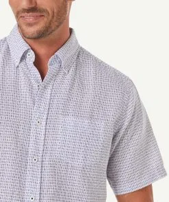 Gazman Linen Blend Dash Print Short Sleeve Shirt - Navy -Cheap Accessories Store 4 9f389b6a 0b78 4411 b3e9 489ec8acffd6