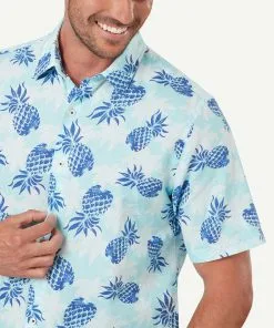 Gazman Linen Blend Pineapple Print Short Sleeve Shirt - Turquoise -Cheap Accessories Store 4 a0347cb5 a27e 490b a80f e2980f3ce4e9