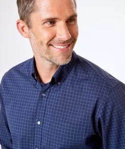 Gazman Casual Poplin Check Shirt - Navy -Cheap Accessories Store 4 abbab296 4f2b 4615 ab02 e5dd6a82da83