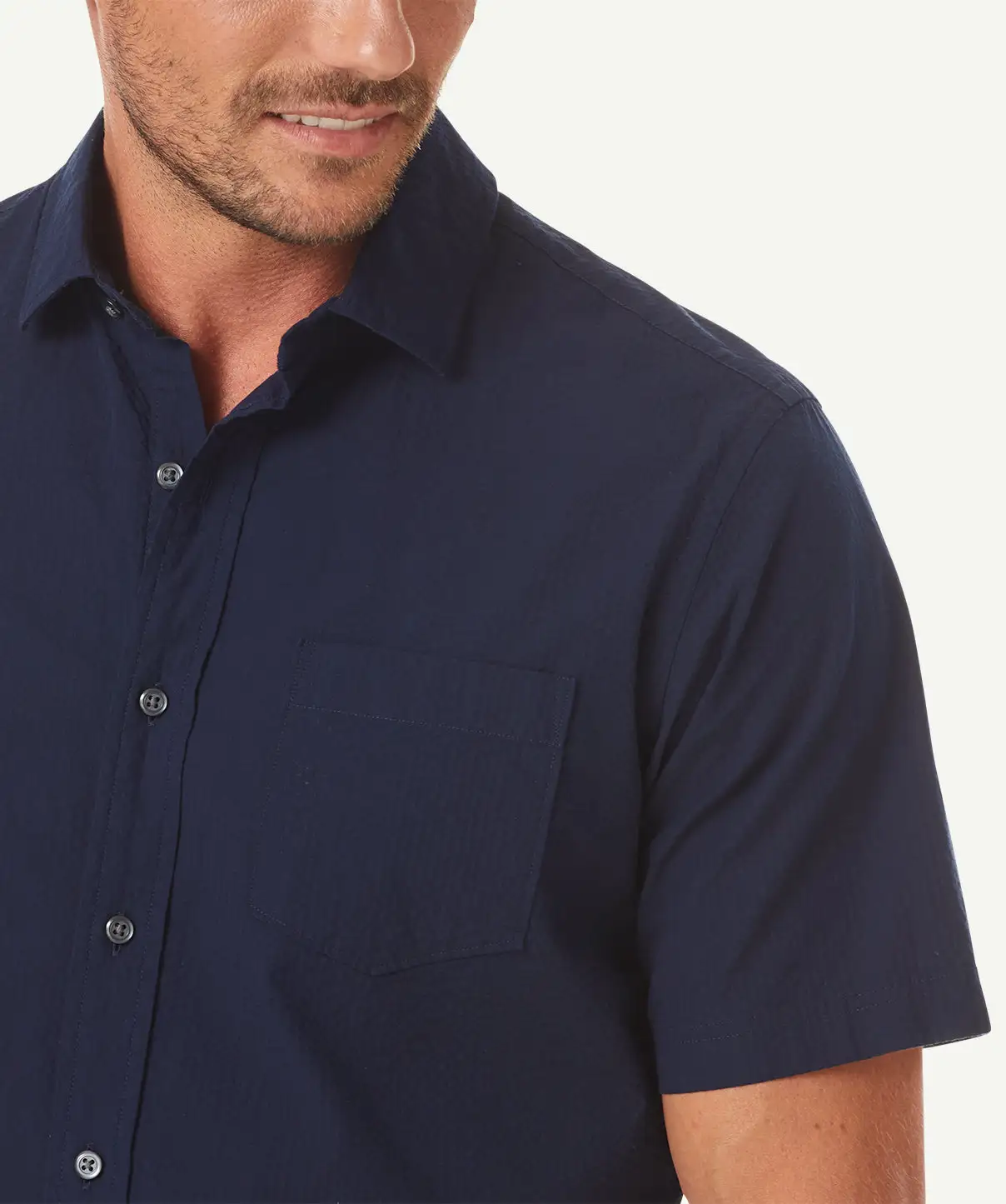 Gazman Tonal Seersucker Short Sleeve Shirt - Dark Navy 6 Gazman Tonal Seersucker Short Sleeve Shirt - Dark Navy - Image 4