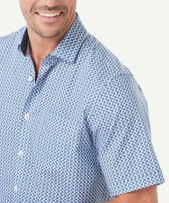 Gazman Smart Circle Geo Print Short Sleeve Shirt - Blue -Cheap Accessories Store 4 b7642fc3 9af4 49fe 980a 2a290c3a667e