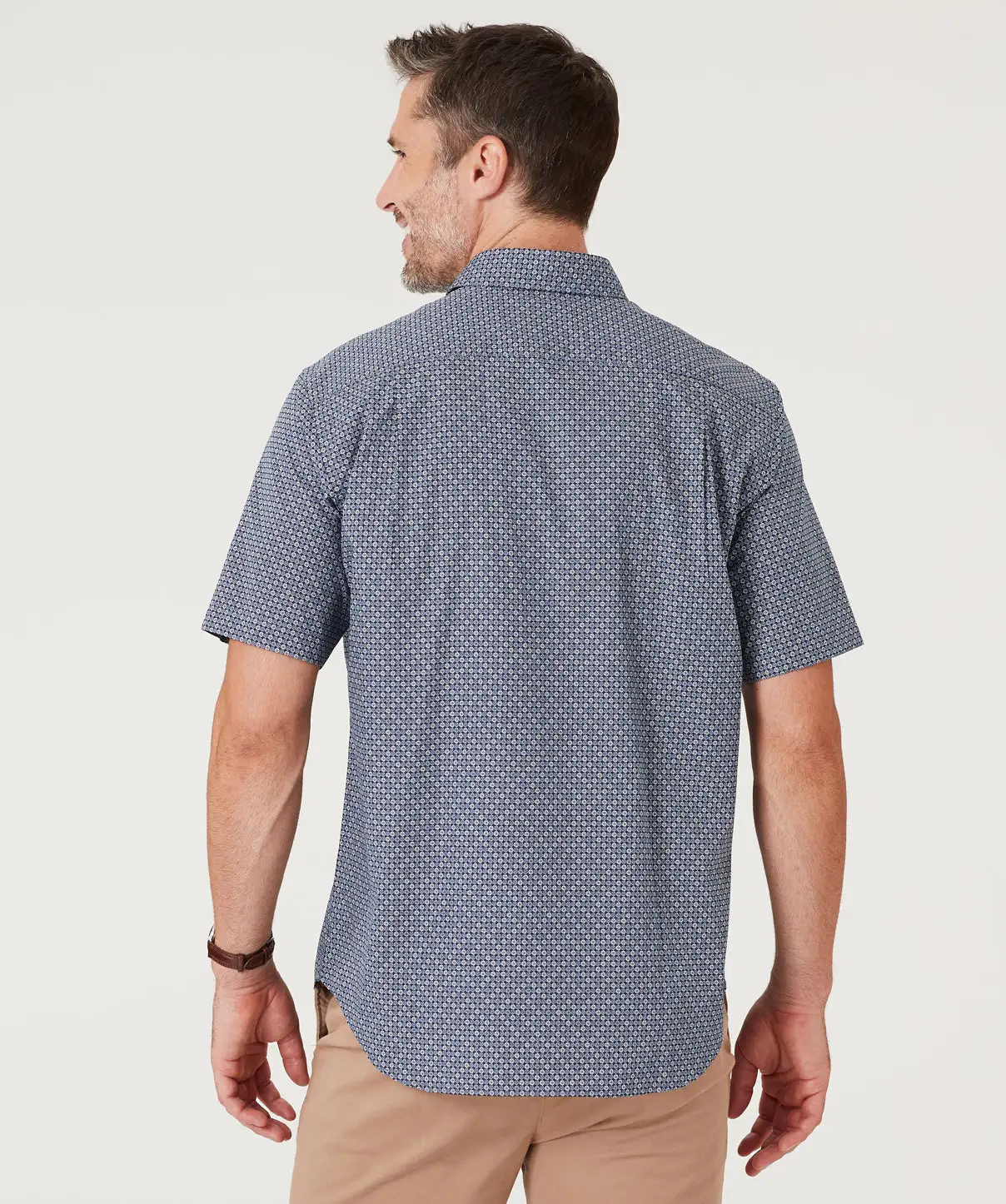 Gazman Flower Tile Print Short Sleeve Shirt - Blue 6 Gazman Flower Tile Print Short Sleeve Shirt - Blue - Image 4