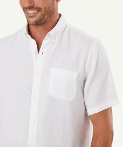 Gazman Linen Plain Short Sleeve Shirt - White -Cheap Accessories Store 4 c85cf551 8feb 49ad 9eb1 d37ea14f7dda