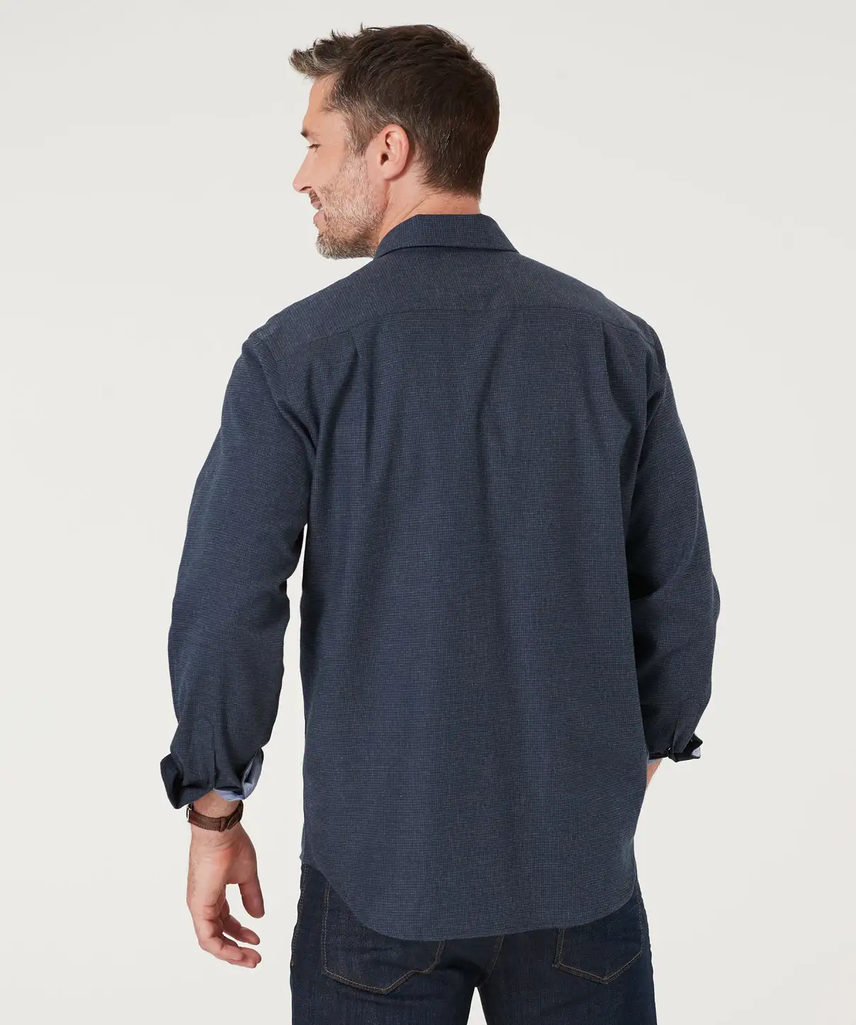 Gazman Brushed Houndstooth Check Shirt - Charcoal 6 Gazman Brushed Houndstooth Check Shirt - Charcoal - Image 4