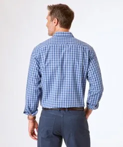 Gazman Easy Care Melange Check Shirt - Grey Blue -Cheap Accessories Store 4 eeda2254 1d71 4b32 9359 6b8842f4aec1