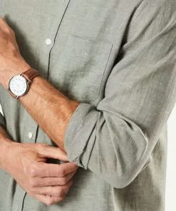 Gazman Linen Plain Long Sleeve Shirt - Khaki -Cheap Accessories Store 4 f32b79c3 43e4 4ffa a6b1 6fbd6ff6b0b7