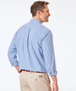 Gazman Easy Care Stretch Gingham Shirt - Blue -Cheap Accessories Store 4 f586a3f5 d727 4a98 8fa0 91763b9ad550
