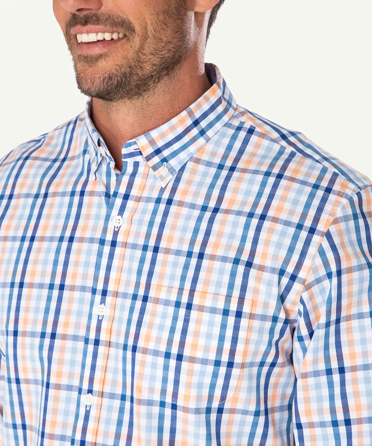 Gazman Tailored Fit Casual Stretch Check Long Sleeve Shirt - Mandarin 6 Gazman Tailored Fit Casual Stretch Check Long Sleeve Shirt - Mandarin - Image 4