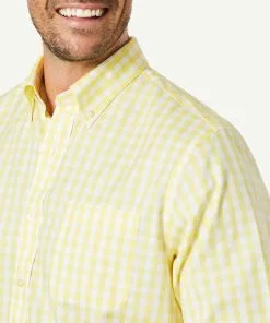 Gazman Non-Iron Oxford Check Long Sleeve Shirt - Yellow -Cheap Accessories Store 4 fb674eba 178a 4022 8d9a 15b5b5573b96