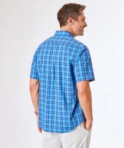 Gazman Easy Care Plaid Short Sleeve Shirt - Cobalt -Cheap Accessories Store 4 ff3a9a40 3f69 4ea1 8e05 582abea6e7a5