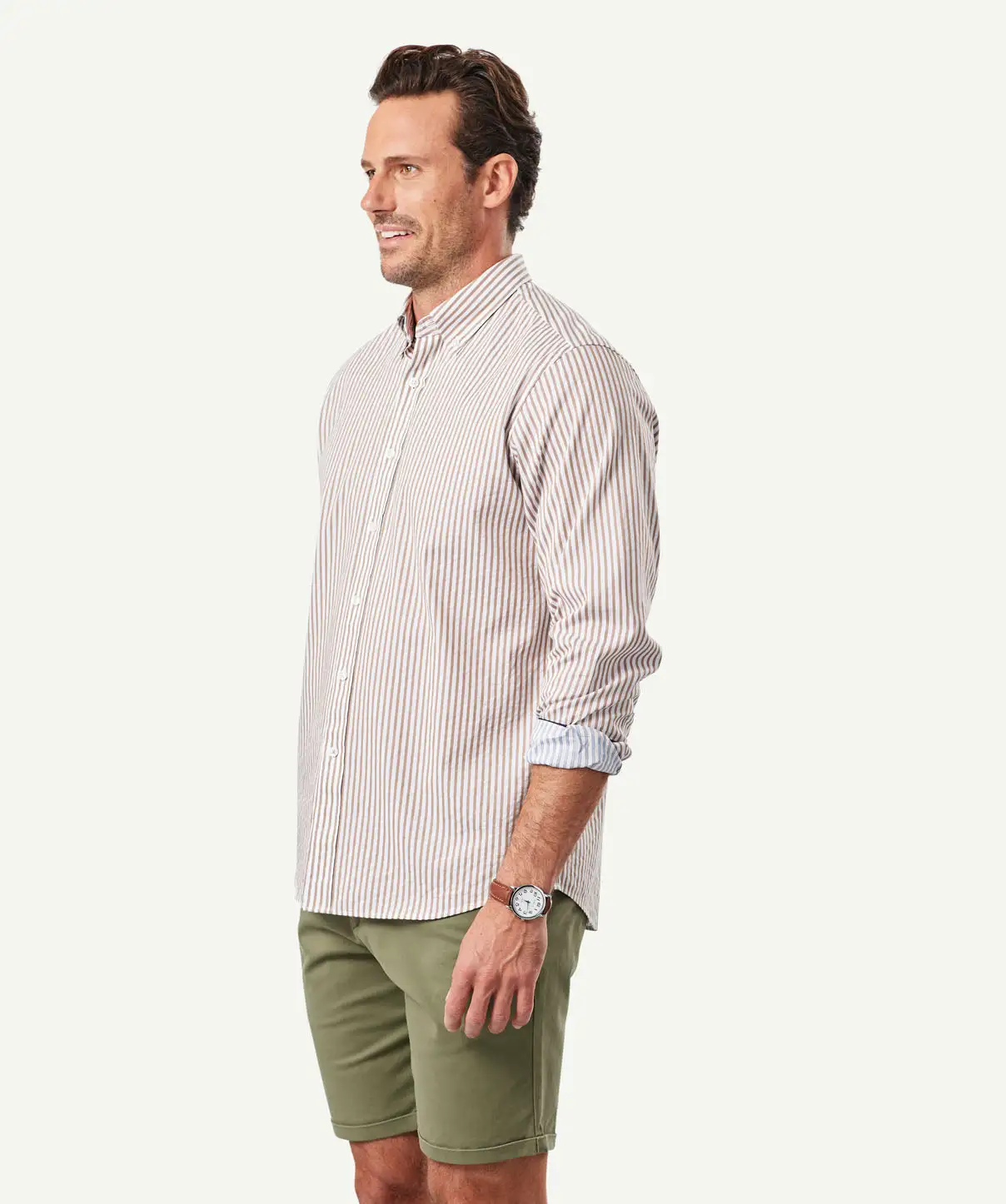 Gazman Casual Double Faced Stripe Long Sleeve Shirt - Chestnut 7 Gazman Casual Double Faced Stripe Long Sleeve Shirt - Chestnut - Image 5