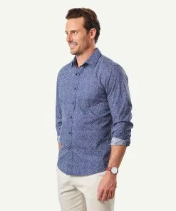 Gazman Tailored Casual Leaf Print Long Sleeve Shirt - Navy 11 Gazman Tailored Casual Leaf Print Long Sleeve Shirt - Navy -Cheap Accessories Store 5 46155