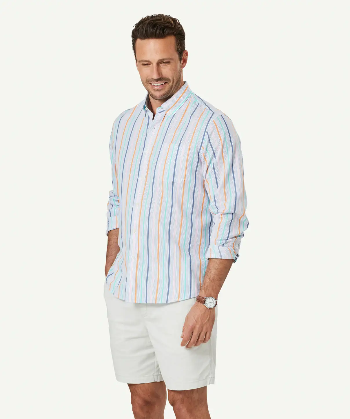 Gazman Casual Madras Stripe Long Sleeve Shirt - Multi Stripe 7 Gazman Casual Madras Stripe Long Sleeve Shirt - Multi Stripe - Image 5