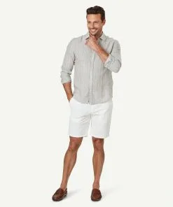 Gazman Tailored French Linen Stripe Long Sleeve Shirt - Sage -Cheap Accessories Store 5 47047