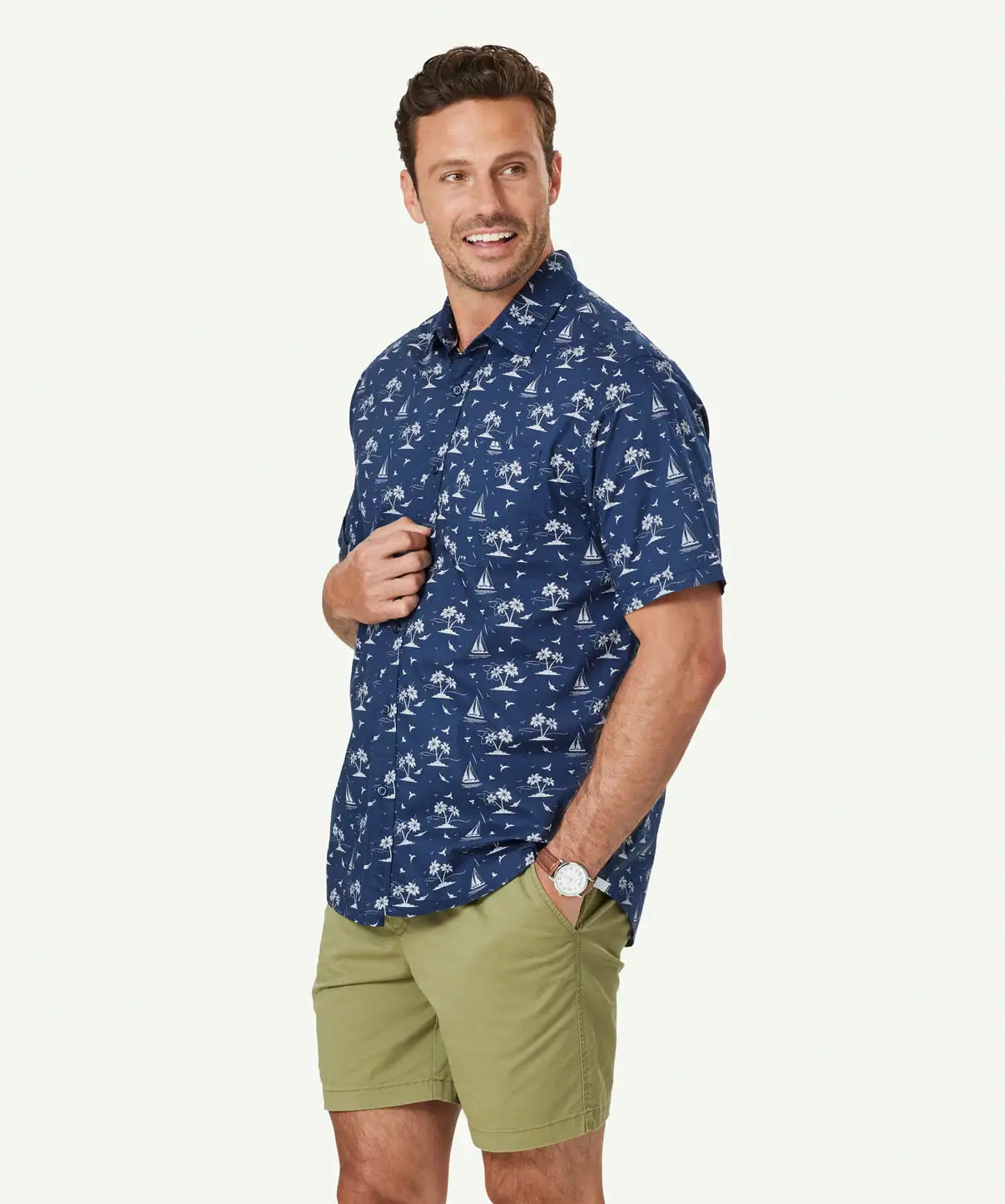 Gazman Casual Island Print Short Sleeve Shirt - Midnight 7 Gazman Casual Island Print Short Sleeve Shirt - Midnight - Image 5