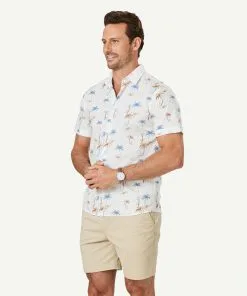 Gazman Tailored Casual Palm Print Short Sleeve Shirt - Ecru 12 Gazman Tailored Casual Palm Print Short Sleeve Shirt - Ecru -Cheap Accessories Store 5 47454