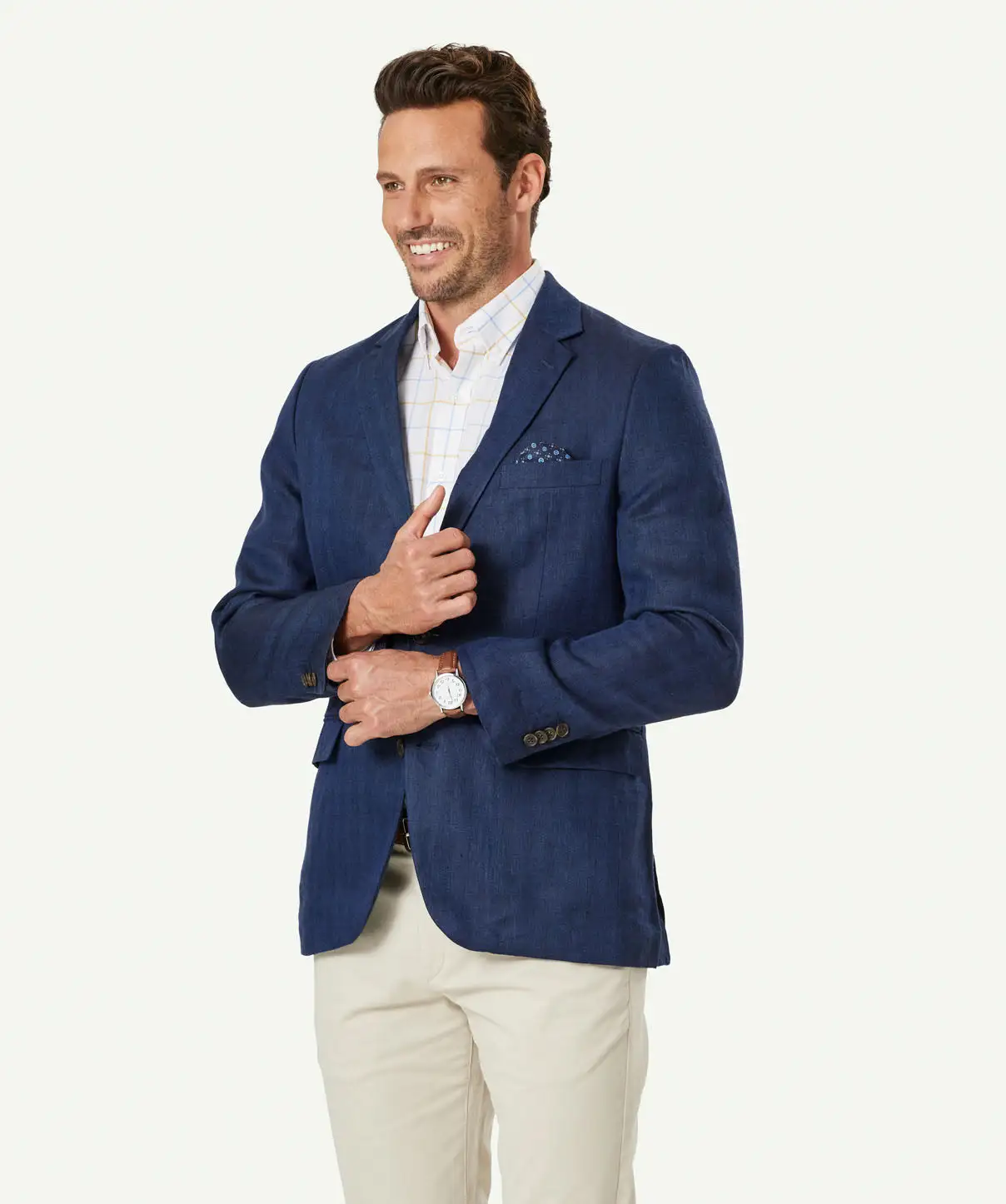 Gazman Linen Herringbone Sports Jacket - Indigo 7 Gazman Linen Herringbone Sports Jacket - Indigo - Image 5