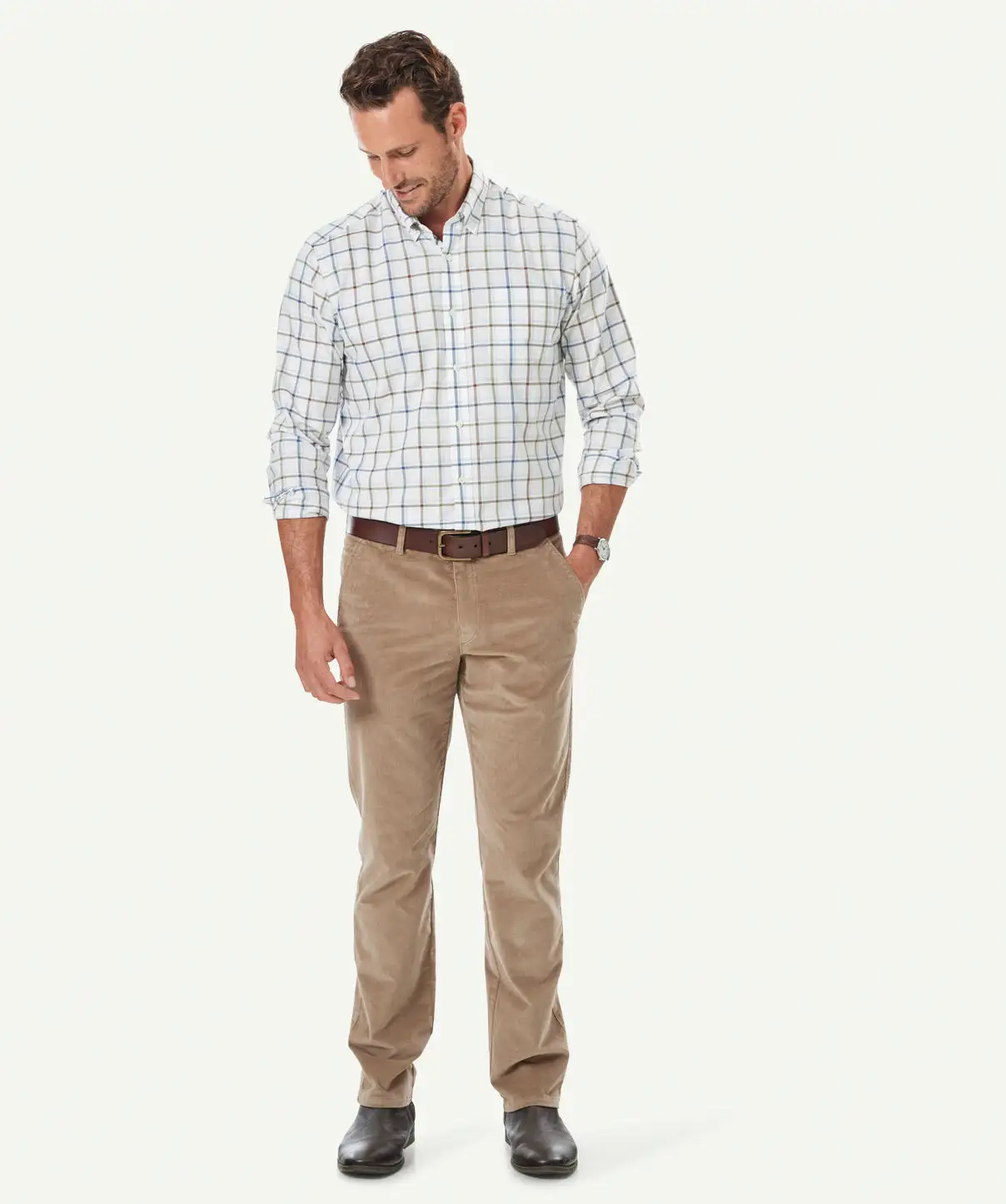 Gazman Stretch Fine Cord Pants - Pebble 7 Gazman Stretch Fine Cord Pants - Pebble - Image 5