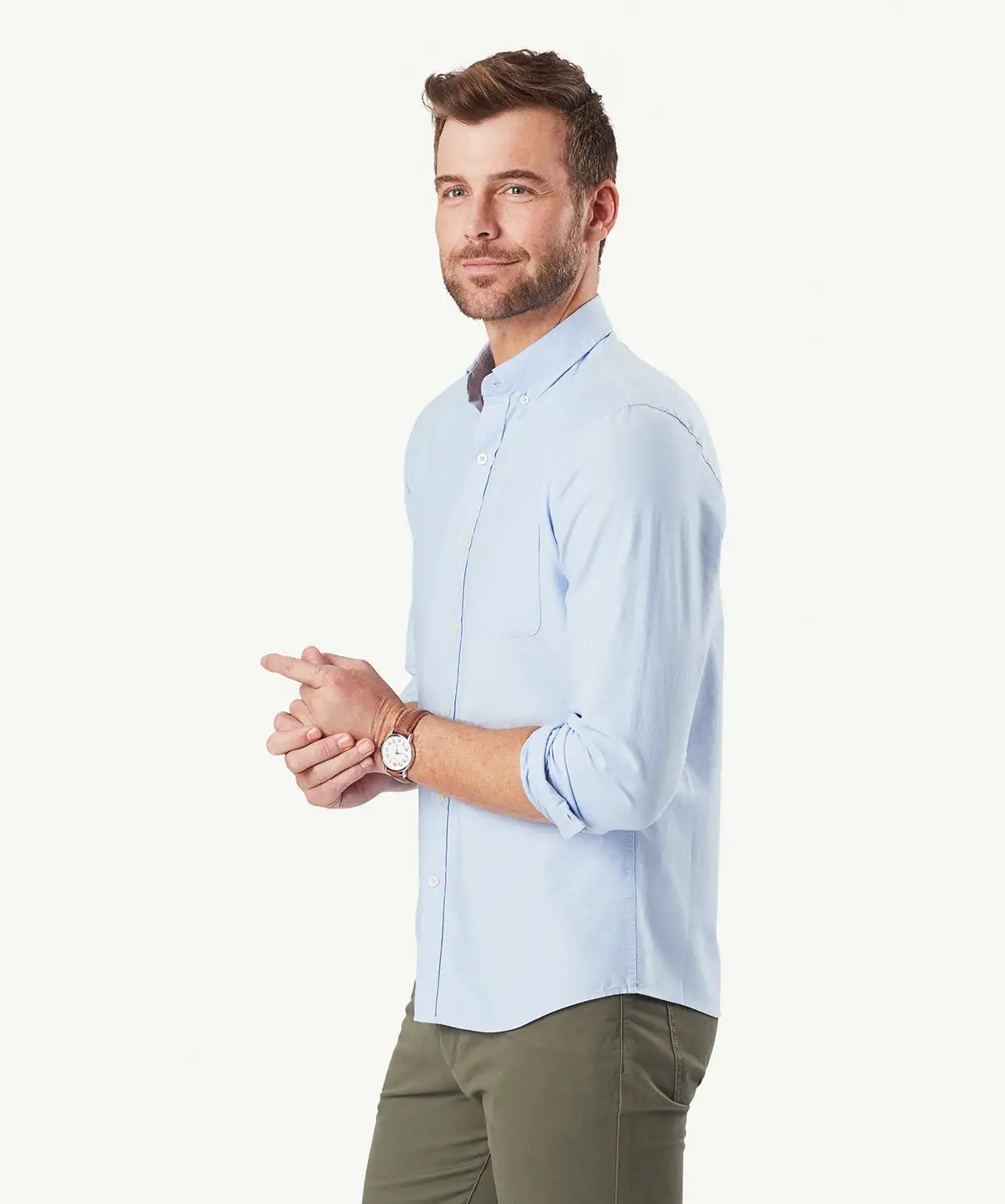 Gazman Tailored Casual Oxford Long Sleeve Shirt - Blue 7 Gazman Tailored Casual Oxford Long Sleeve Shirt - Blue - Image 5