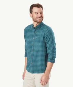 Gazman Casual Double Faced Check Long Sleeve Shirt - Forest -Cheap Accessories Store 6 42807