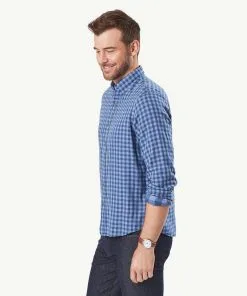 Gazman Casual Double Faced Check Long Sleeve Shirt - Blue 12 Gazman Casual Double Faced Check Long Sleeve Shirt - Blue -Cheap Accessories Store 6 42814