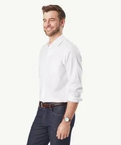 Gazman Easy Care Plain Oxford Long Sleeve Shirt - White -Cheap Accessories Store 6 43264