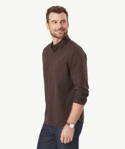 Gazman Authentic Twill Long Sleeve Shirt - Chocolate -Cheap Accessories Store 6 43292