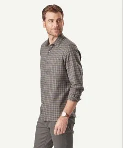 Gazman Brushed Twill Long Sleeve Shirt - Grey Melange -Cheap Accessories Store 6 44509