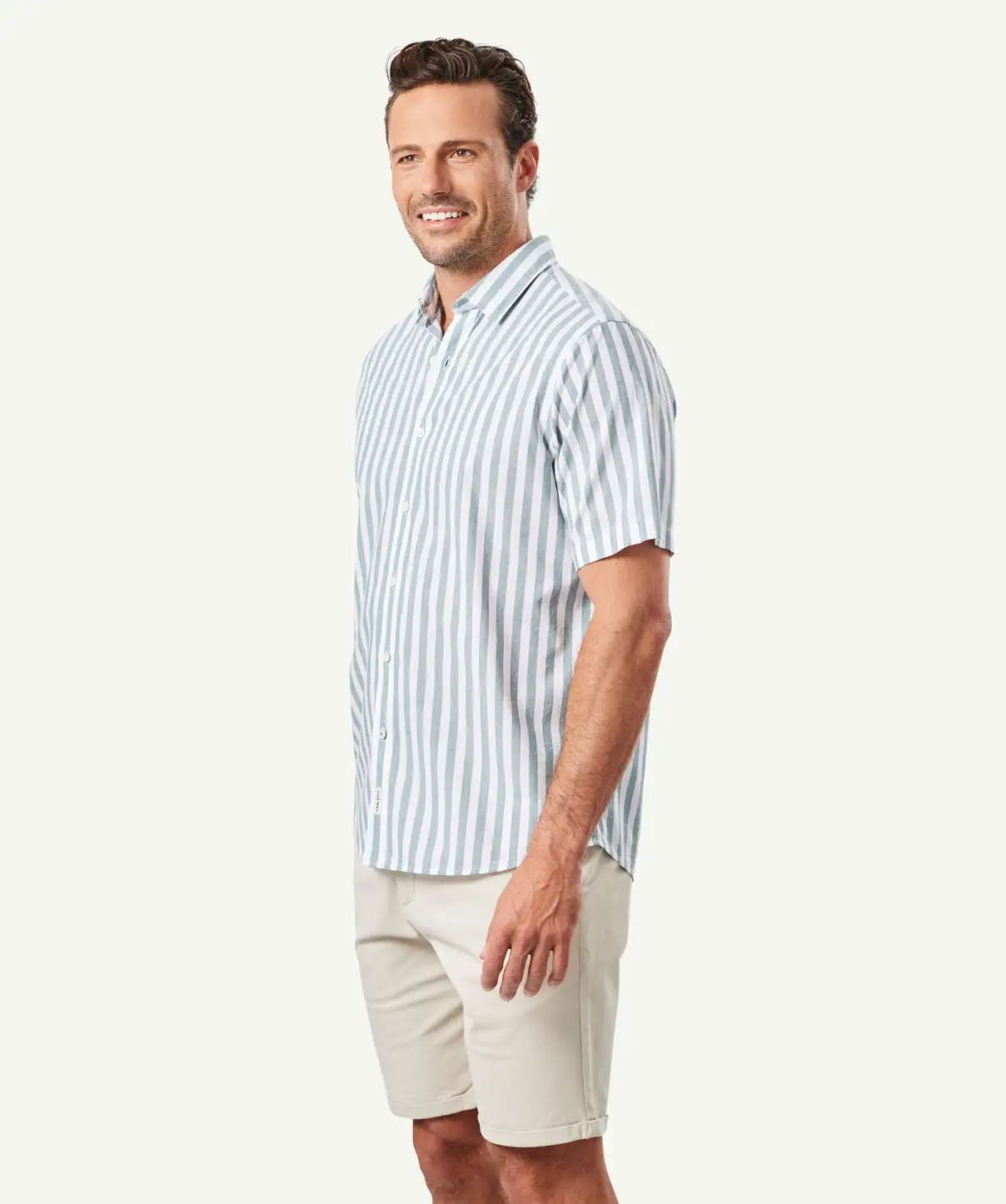 Gazman Casual Bold Melange Stripe Short Sleeve Shirt - Fern 7 Gazman Casual Bold Melange Stripe Short Sleeve Shirt - Fern - Image 5