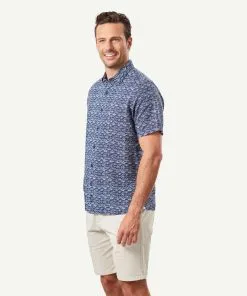 Gazman Linen Blend Fish Print Short Sleeve Shirt - Navy 11 Gazman Linen Blend Fish Print Short Sleeve Shirt - Navy -Cheap Accessories Store 6 46414