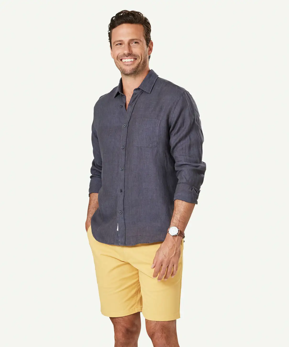 Gazman Pure French Linen Long Sleeve Shirt - Charcoal 7 Gazman Pure French Linen Long Sleeve Shirt - Charcoal - Image 5