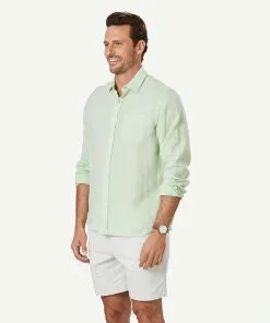 Gazman Pure French Linen Long Sleeve Shirt - Palm -Cheap Accessories Store 6 46883