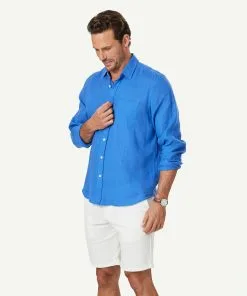 Gazman Pure French Linen Long Sleeve Shirt - Ocean -Cheap Accessories Store 6 46888