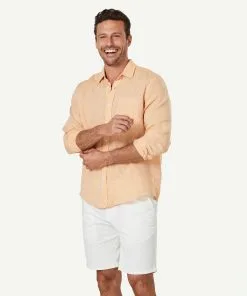 Gazman Pure French Linen Long Sleeve Shirt - Orange -Cheap Accessories Store 6 46903