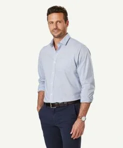 Gazman Easy Care Feather Stripe Long Sleeve Shirt - Navy -Cheap Accessories Store 6 46914