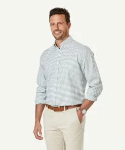 Gazman GAZFLEX Performance Check Long Sleeve Shirt - Sage -Cheap Accessories Store 6 46924