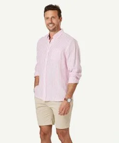 Gazman French Linen Stripe Long Sleeve Shirt - Pink 13 Gazman French Linen Stripe Long Sleeve Shirt - Pink -Cheap Accessories Store 6 47042