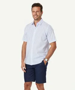 Gazman Casual Bold Melange Stripe Short Sleeve Shirt - Blue 11 Gazman Casual Bold Melange Stripe Short Sleeve Shirt - Blue -Cheap Accessories Store 6 47318