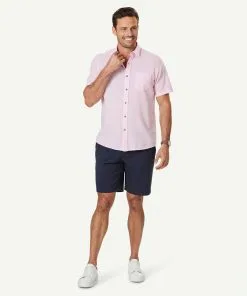 Gazman Linen Blend Plain Short Sleeve Shirt - Light Pink -Cheap Accessories Store 6 47373