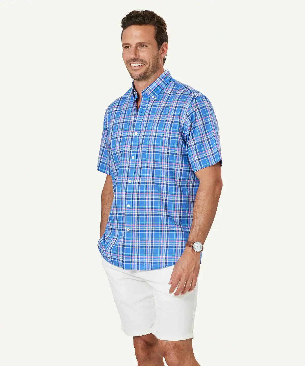 Gazman Casual Slub Multi Check Short Sleeve Shirt - Multi Check 7 Gazman Casual Slub Multi Check Short Sleeve Shirt - Multi Check - Image 5