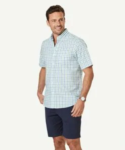 Gazman Easy Care Slub Check Short Sleeve Shirt - Palm -Cheap Accessories Store 6 47413