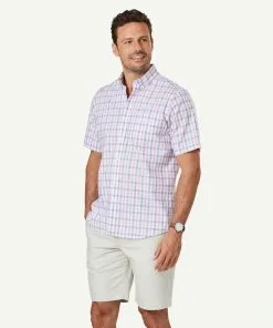 Gazman Easy Care Slub Check Short Sleeve Shirt - Pink -Cheap Accessories Store 6 47423