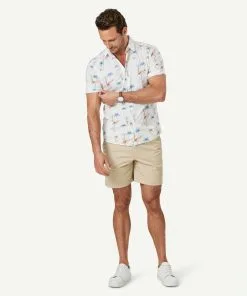 Gazman Tailored Casual Palm Print Short Sleeve Shirt - Ecru 13 Gazman Tailored Casual Palm Print Short Sleeve Shirt - Ecru -Cheap Accessories Store 6 47455
