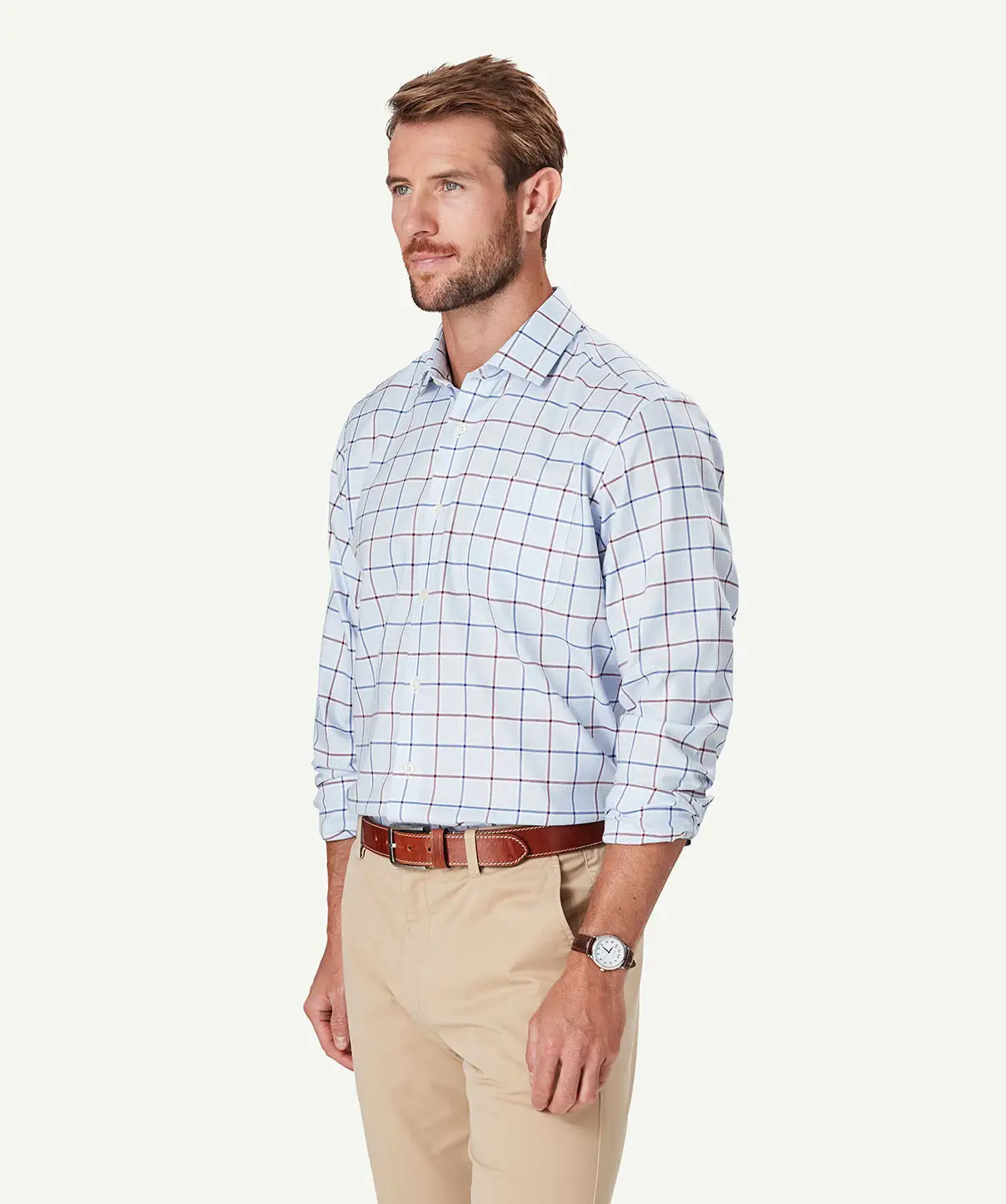 Gazman Non-Iron Twill Check Long Sleeve Shirt - Pale Blue 7 Gazman Non-Iron Twill Check Long Sleeve Shirt - Pale Blue - Image 5