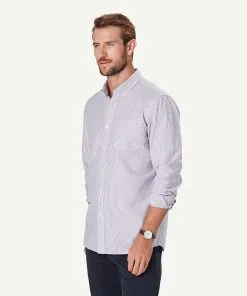 Gazman Tailored Oxford Stripe Long Sleeve Shirt - Red -Cheap Accessories Store 6 48538