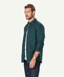 Gazman Tailored Casual Oxford Long Sleeve Shirt - Forest -Cheap Accessories Store 6 48547